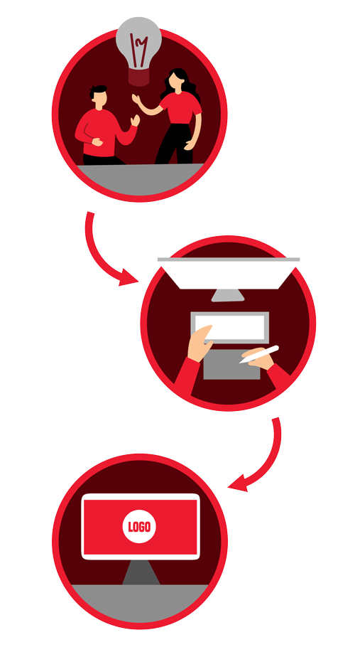Logo and branding design process illustration