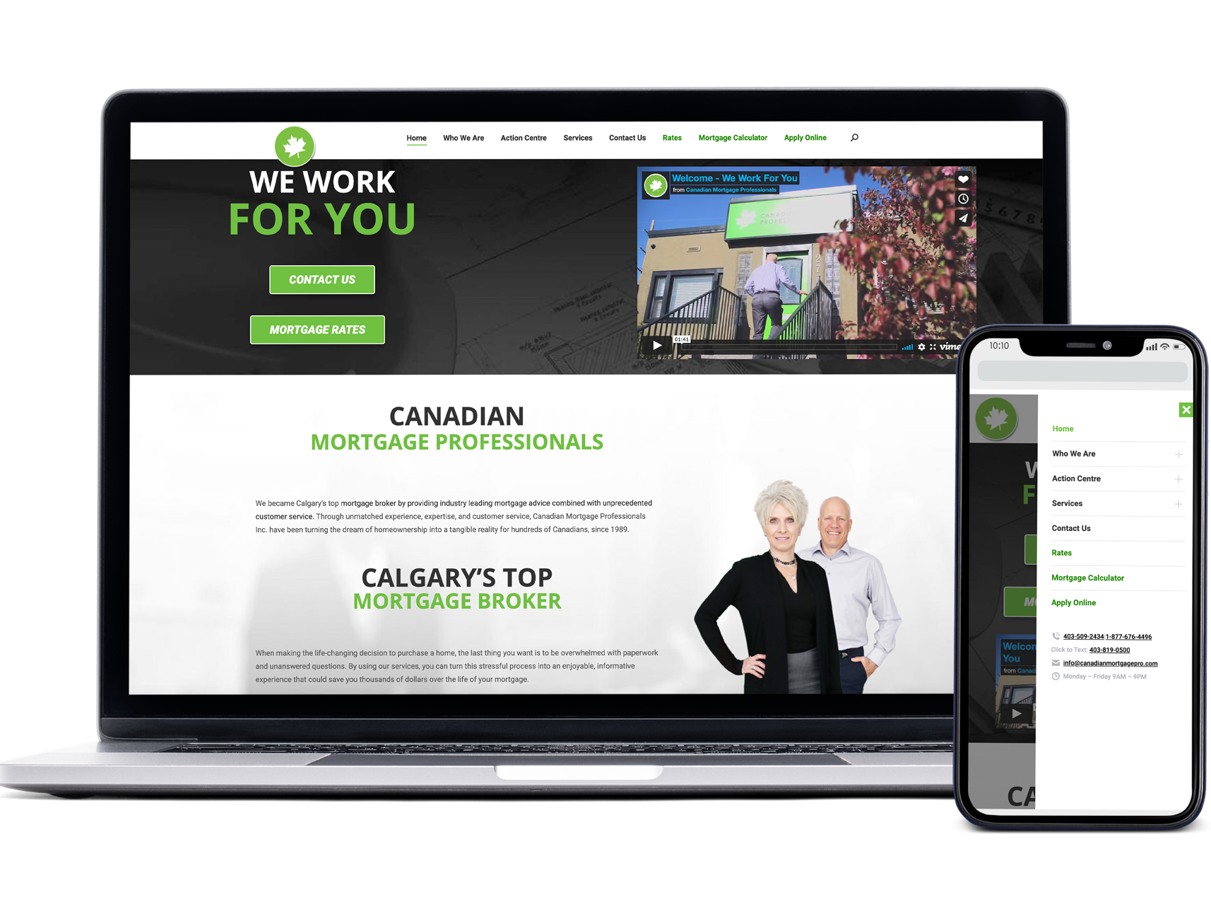 canadian mortgage professionals website design mockup on mobile and laptop