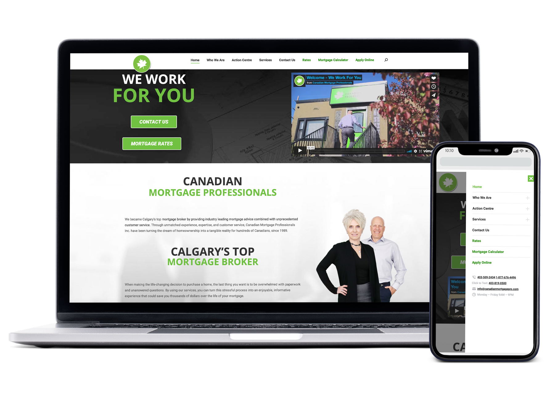 canadian mortgage professionals website design mockup on mobile and laptop