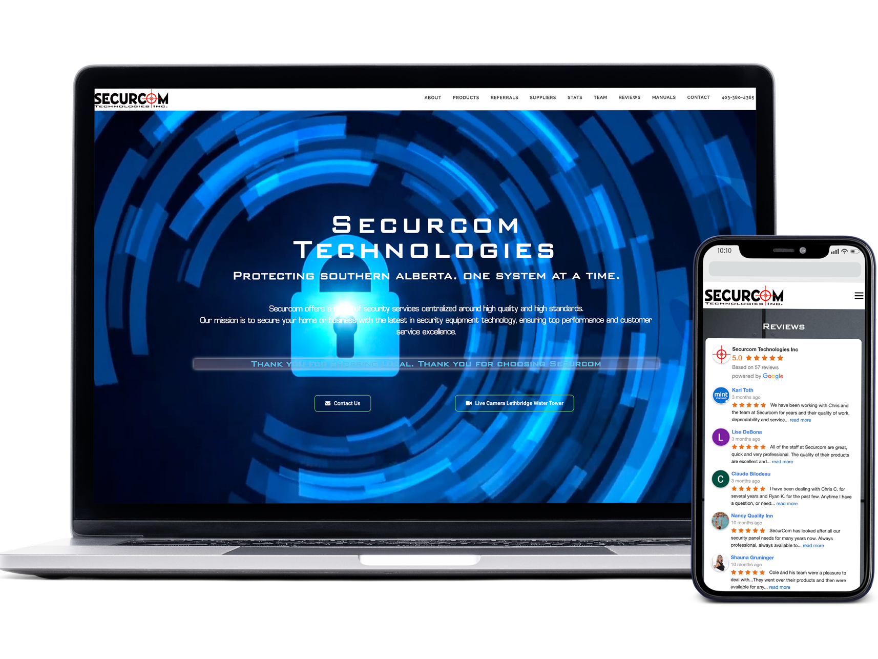 securcom security website design template mockup