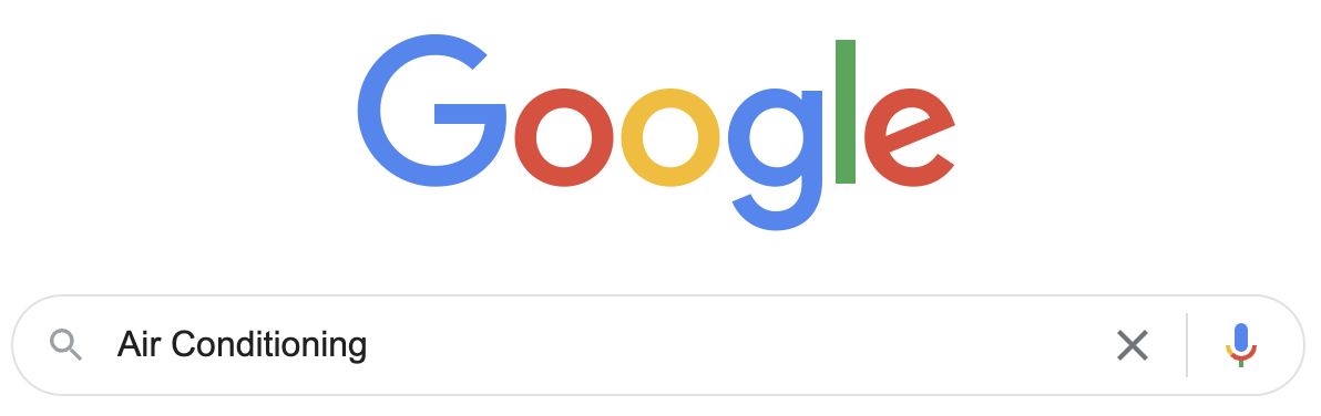 entering air conditioning into the google search bar