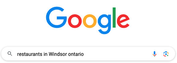 google search for restaurants in Windsor Ontario - SEO